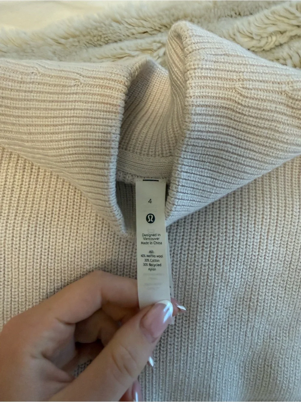 lululemon athletica Women's Cream Mock Neck Sweater